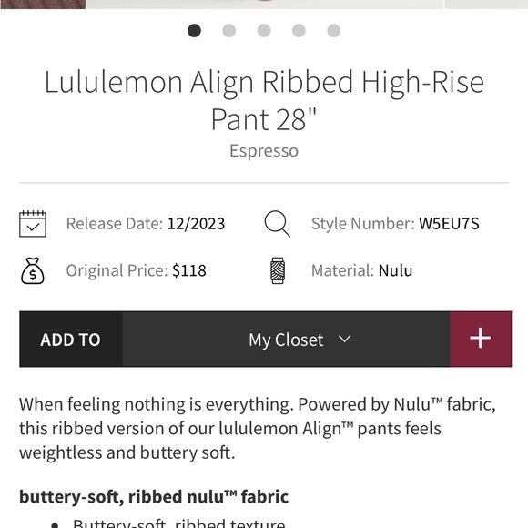 Lululemon Ribbed Align High Rise (8) - Picture 3 of 8